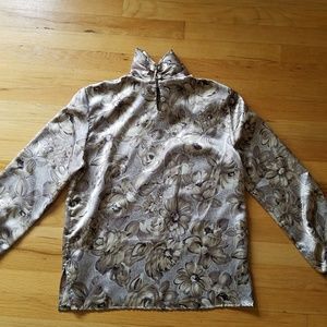 Gray Polyester Floral Turtleneck - 10p